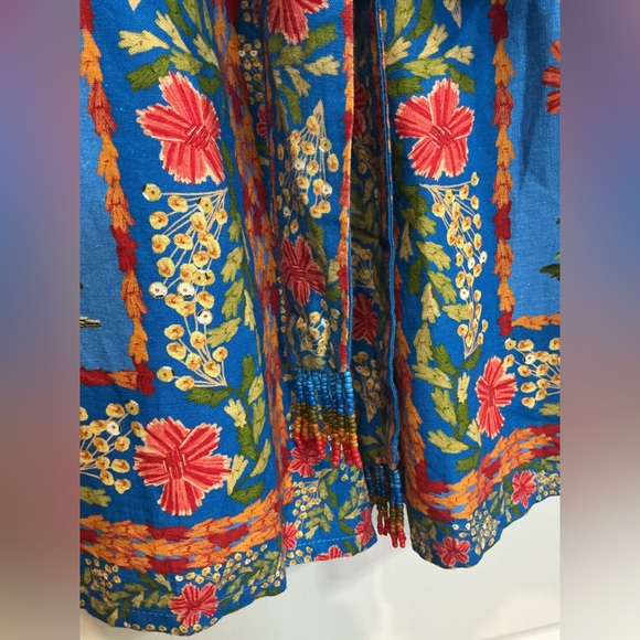 NWT Farm Rio Stitched Garden Blue Shorts Romper Blue Floral One Piece Small - Picture 7 of 12